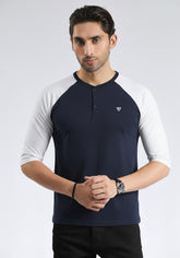 Full Sleeves Navy White T-Shirt
